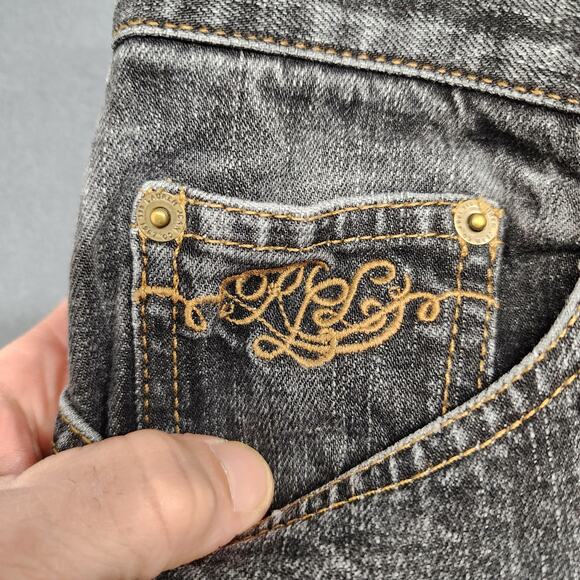 Vintage Ralph Lauren Jeans 16 W Black Embellished Cotton Blend Stretch Hong Kong - Picture 12 of 16